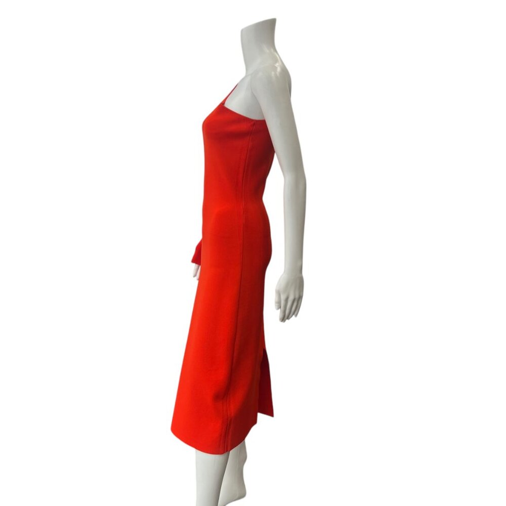 $890 Victoria Beckham VB Body Rust Orange One Shoulder Midi Dress size 3/L/8 - Picture 7 of 9